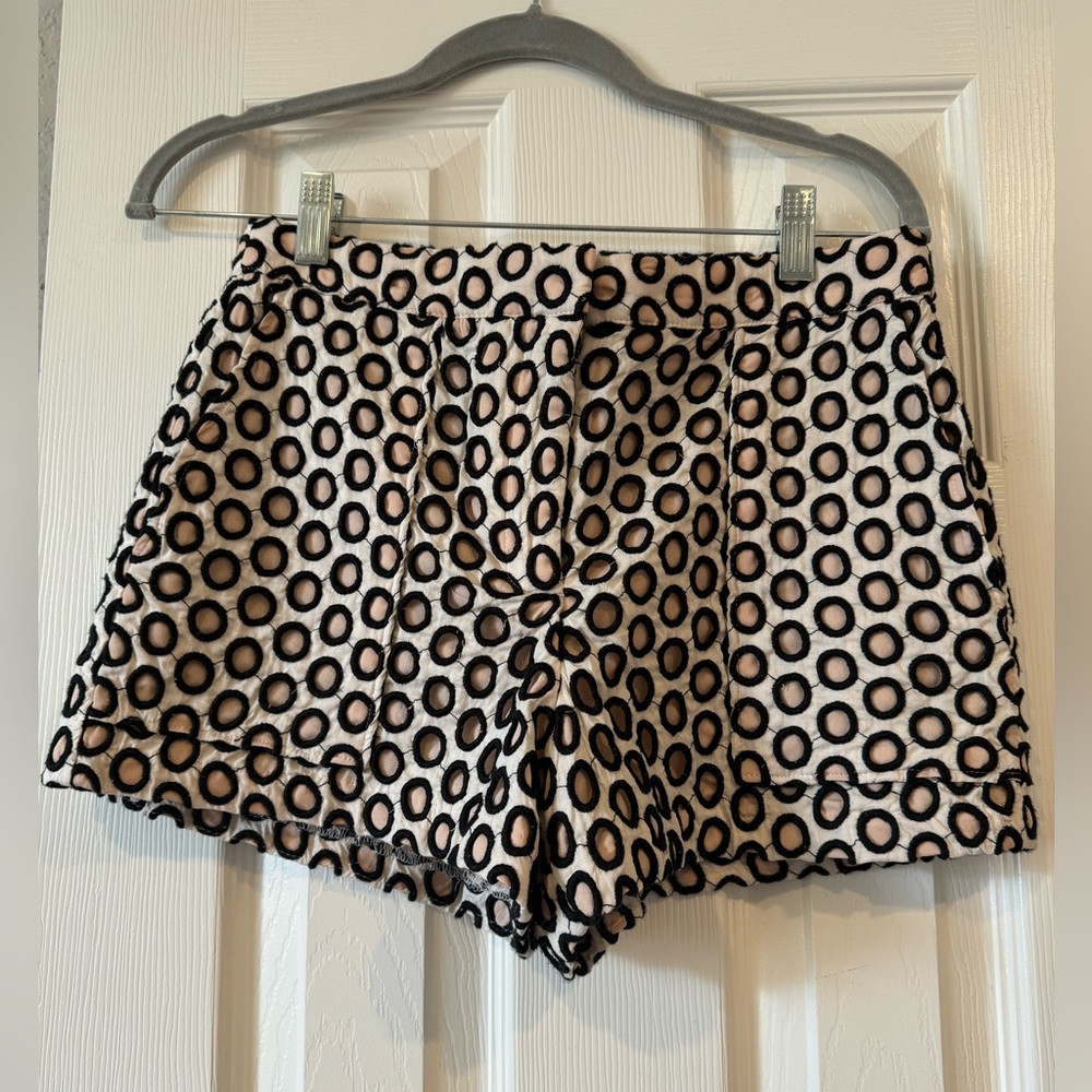 J.Crew Cream with Black Polka Dot Eyelet Shorts Lined- Size 2